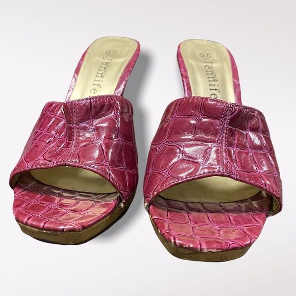 jennifer & JENNIFER | Reptile Skin Style Square Toed Heels - Picture 3 of 10